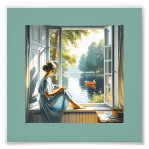 Impression Photo Tranquille Lakeside Retraite : Vue Serene Window