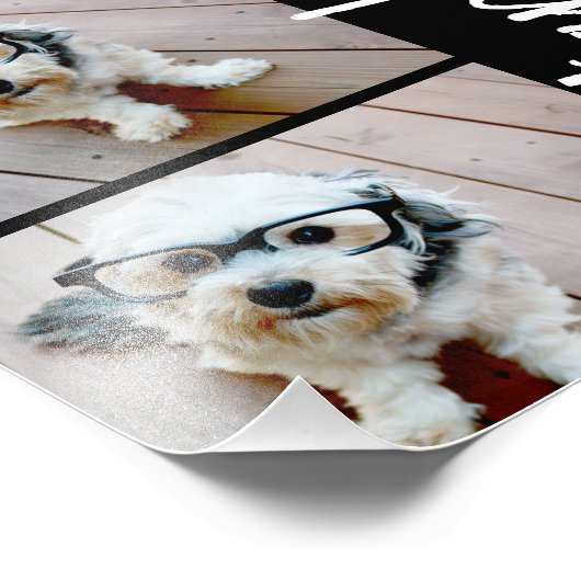 Impression Photo Trendy 3 Photos noir blanc nom de script moderne (Coin)