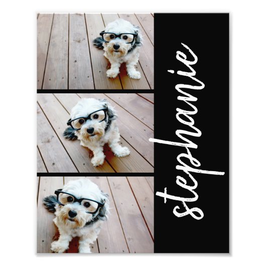 Impression Photo Trendy 3 Photos noir blanc nom de script moderne (Devant)