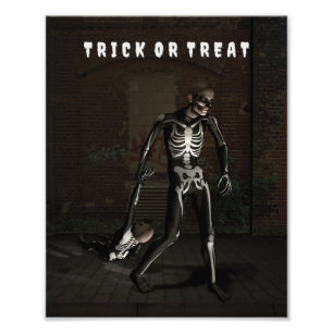 Impression Photo Trick or Treat. Homme déguisé en squelette