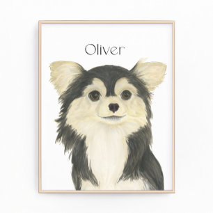 Impression Photo Tricolore personnalisé Long Haired Chihuahua