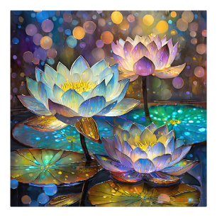 Impression Photo Trio de fleurs de lotus lumineuses