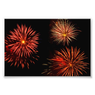 Impression Photo trio feux d'artifice contre ciel noir