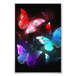 Impression Photo Trois papillons brillants sur l'arrière - plan de 