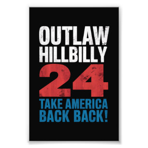 Impression Photo Trump Vance 2024 Hors-la-loi Hillbilly Drapeau amé
