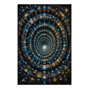 Impression Photo Tunnel Mosaïque Micro Cosmique Infini Affiche 3D