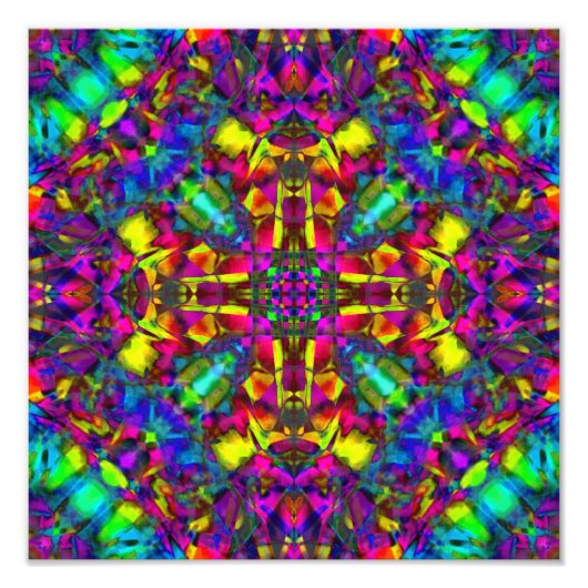 Impression Photo Turquiose violet et Motif mandala jaune (Devant)