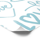 Impression Photo Turquoise Amusement et Moderne Amour et Coeurs Mur (Coin)