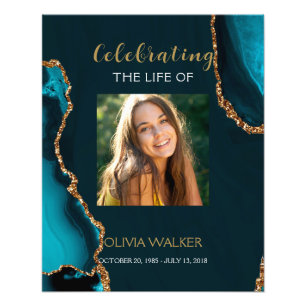 Impression Photo Turquoise & Gold Greenery Affiche de bienvenue fun