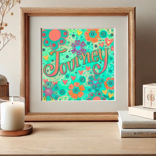 Impression Photo Turquoise Voyage Inspirationnel Coeur Floral Plutô