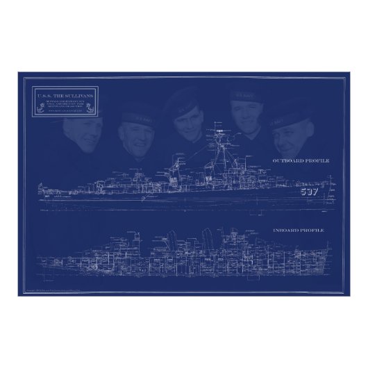 Impression Photo U.S.S. The Sullivans Fine Art Blueprint (Devant)