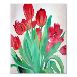 Impression Photo Un bouquet de tulipes rouges