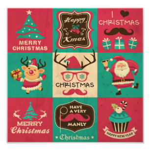 Impression Photo Un Collage De Mustache De Noël Très Manly