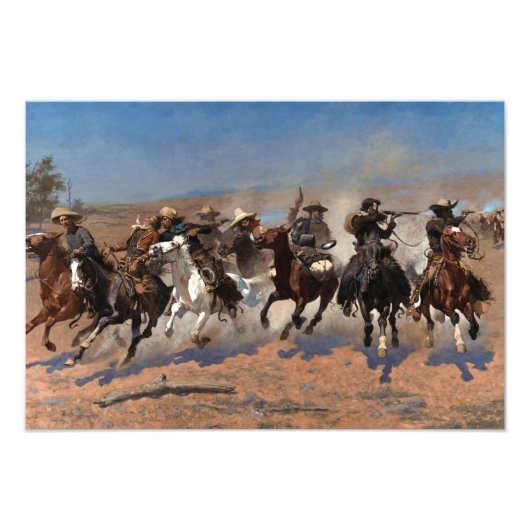 Impression Photo Un Dash pour le Bois par Frederic Remington (Devant)