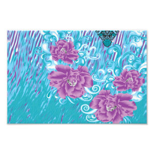 Impression Photo Un design textile dynamique avec violet et turq