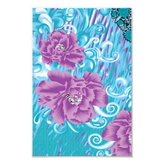 Impression Photo Un design textile dynamique avec violet et turq (Devant)