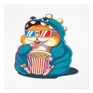 Impression Photo Un hamster drôle portant des lunettes mange du pop