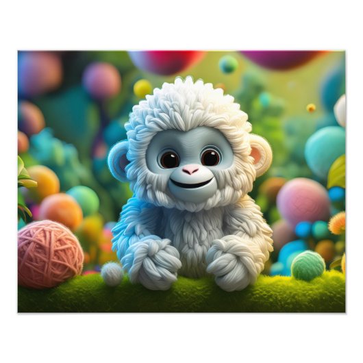 Impression Photo Un mignon bébé Yeti fait de fil (Devant)
