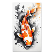 Un poisson koi en calligraphie