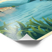 Impression Photo Une affiche de voyage classique nostalgique – Lac (Coin)