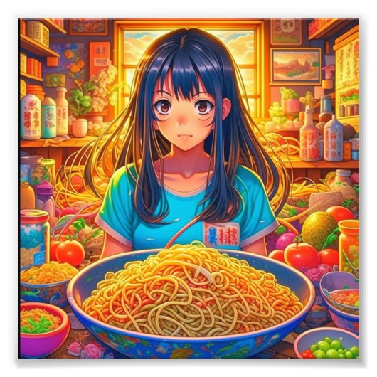 Impression Photo Une fille et son anime de ramen (Devant)