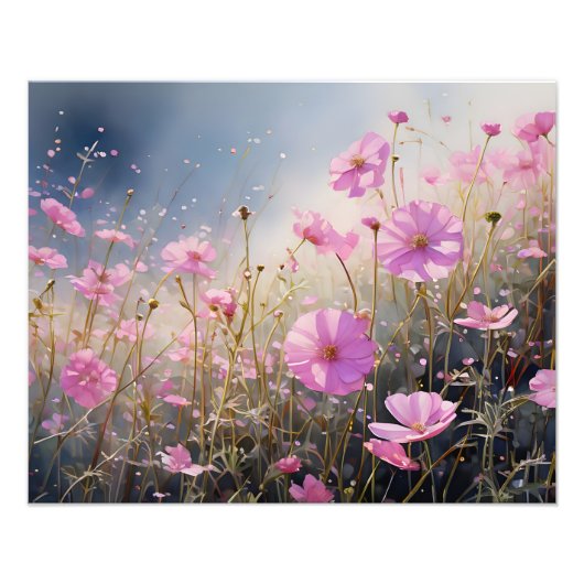 Impression Photo Une mer de cosmos roses (Devant)
