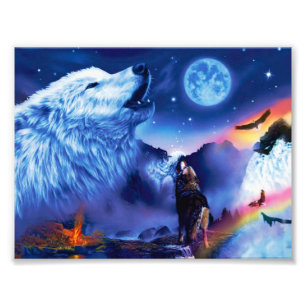 Impression Photo Une meute de loups dans une nuit sombre