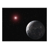 Impression Photo Une planète glacée/rocheuse en orbite autour d'une (Devant)