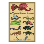 Impression Photo Une variété de créatures draconiennes (Devant)