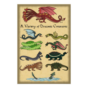Impression Photo Une variété de créatures draconiennes