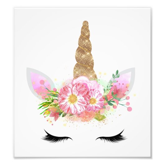 Impression Photo Unicorn Girls Nursery Art Print Gold Parties scint (Devant)