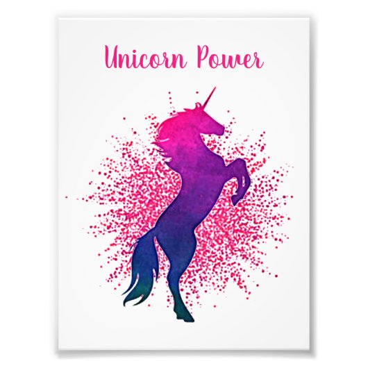Impression Photo "Unicorn Power" Unicorn & Parties scintillant (Devant)