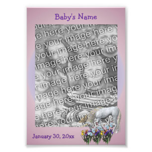 Impression Photo Unicorne Et Papillons Modèle De Cadre Animal