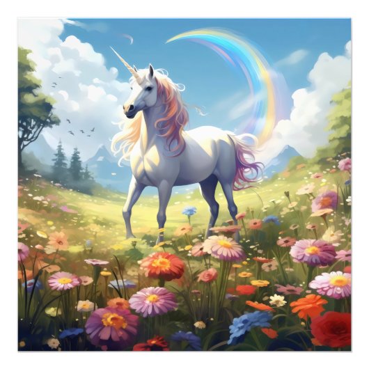 Impression Photo Unicorne sur Meadow (Devant)
