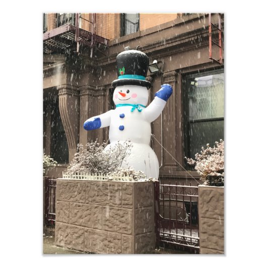 Impression Photo Upper West Snowman New York City NYC Snow (Devant)