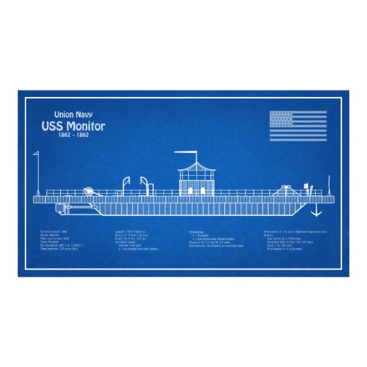 Impression Photo USS Monitor - Plan de plan d'expédition ABD (Devant)