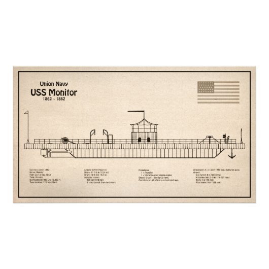 Impression Photo USS Monitor - Plan de plan d'expédition SD (Devant)