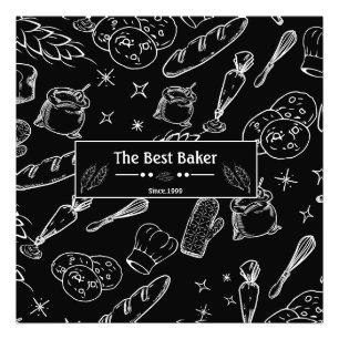 Impression Photo ustensiles de cuisine noir blanc cuisine boulanger