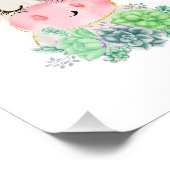 Impression Photo Vache à l'aquarelle avec succulentes (Coin)