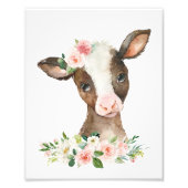 Impression Photo Vache, Animaux De Ferme, Fleurs Roses, Petite Pépi (Devant)