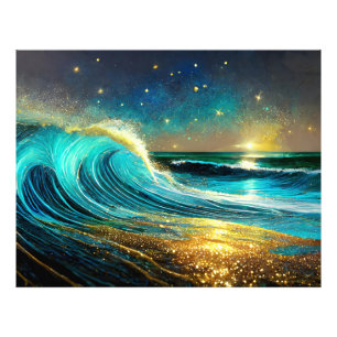 Impression Photo Vagues océaniques divergentes scintillantes