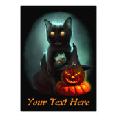 Impression Photo Vampire Chat et Assistant Citrouille Halloween Sur (Devant)