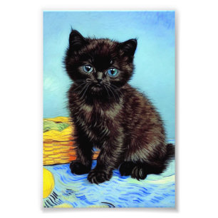 Impression Photo Van Gogh Black Kitten avec fils