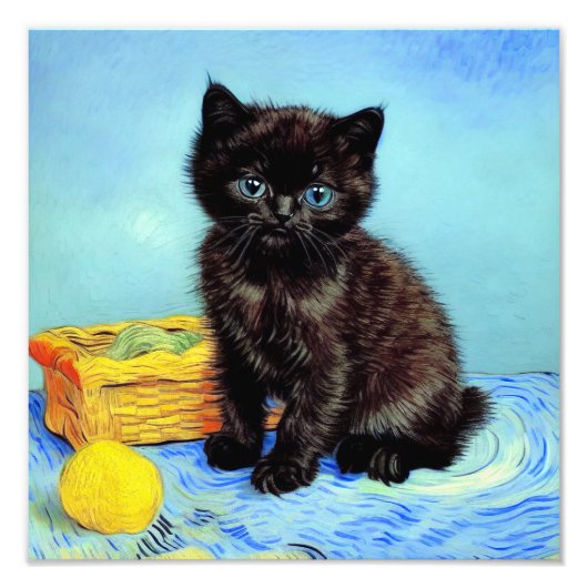 Impression Photo Van Gogh Black Kitten avec fils (Devant)