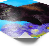Impression Photo Van Gogh Chat et fleurs (Coin)