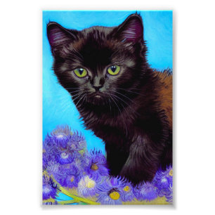Impression Photo Van Gogh Chat et fleurs