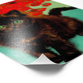 Impression Photo Van Gogh Chat noir Fleurs rouges (Coin)