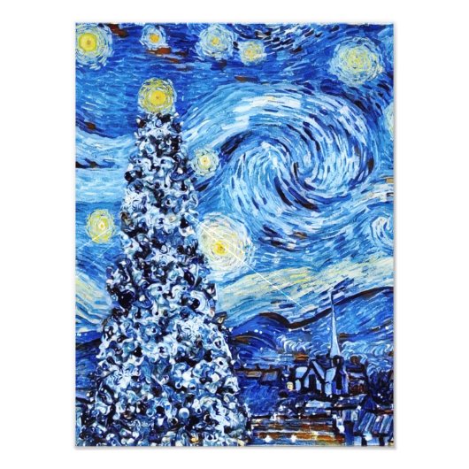 Impression Photo Van Gogh - La nuit étoilée - Noël blanc (Devant)