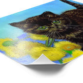 Impression Photo Van Gogh Style Chat avec tournesol (Coin)