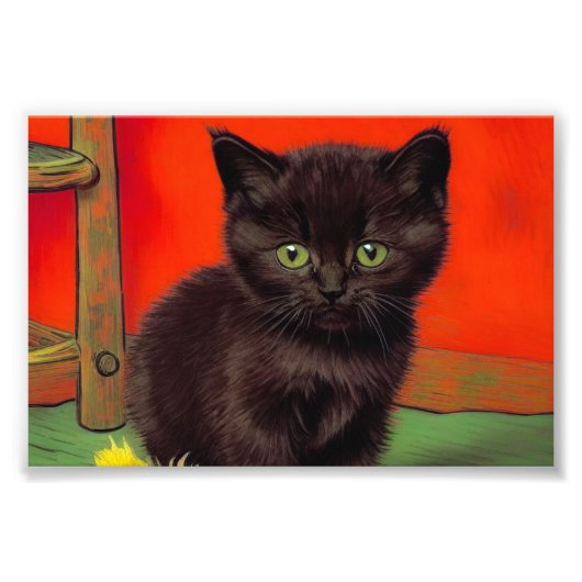 Impression Photo Van Gogh Style Chat noir (Devant)